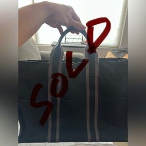 Hermes Black Canvas Herline with gray